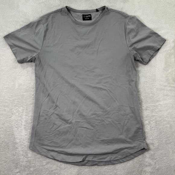 Cuts Shirt Mens Large Gray Curve Hem Pyca Pro Stretch Crewneck Athletic Tee GUC - Picture 1 of 9